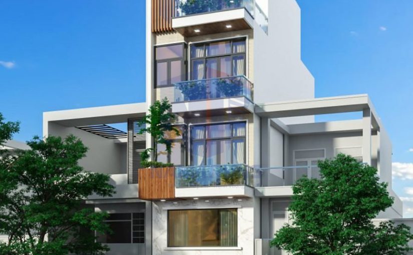 Mẫu thiết kế nhà phố 1 trệt 3 lầu tum sân thượng nhà anh Phát ở Quận 12