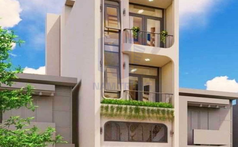 Mẫu thiết kế nhà phố 1 trệt 1 lửng 2 lầu tum sân thượng nhà anh Toàn Quận 10