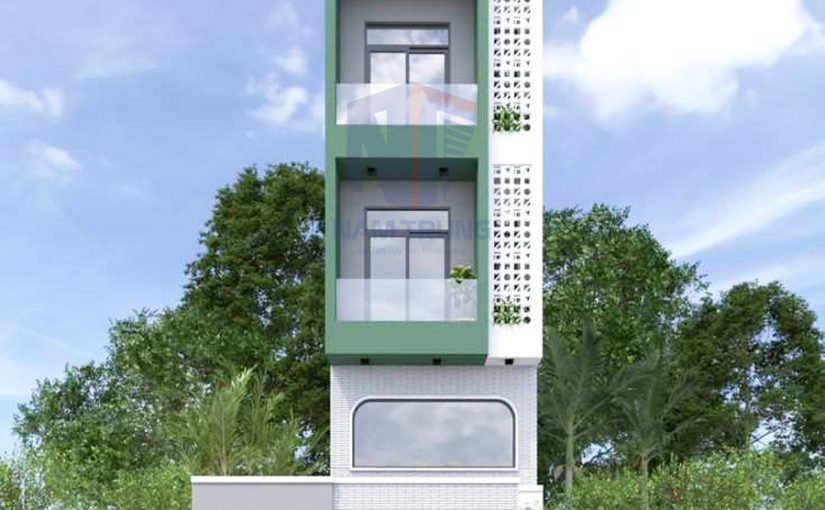 Mẫu thiết kế nhà phố 1 trệt 2 lầu tum sân thượng nhà anh Khải Quận 5