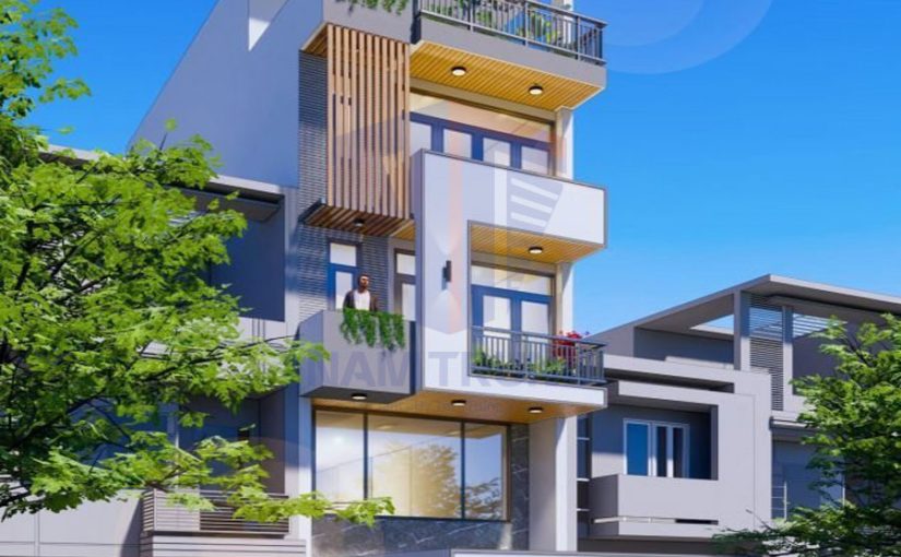 Mẫu thiết kế nhà phố 1 trệt 3 lầu tum sân thượng nhà anh Lượng ở Quận 12