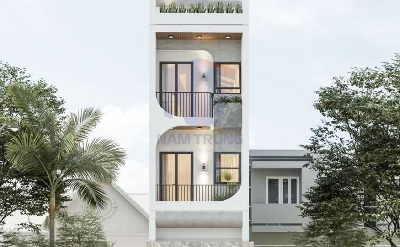 Mẫu thiết kế nhà phố 3 tầng tum sân thượng nhà anh Vinh Quận 8