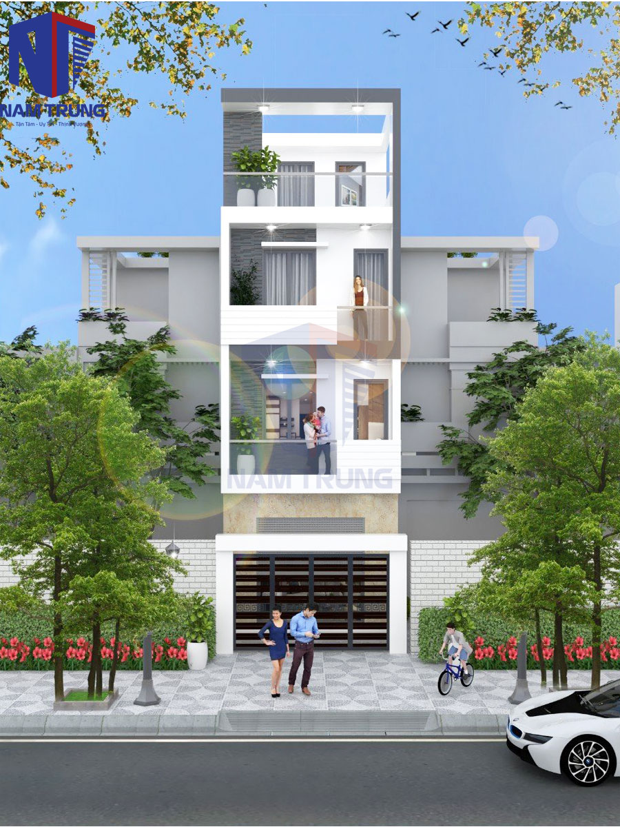 Mẫu thiết kế nhà phố 4 tầng sân thượng nhà anh Linh Quận 1