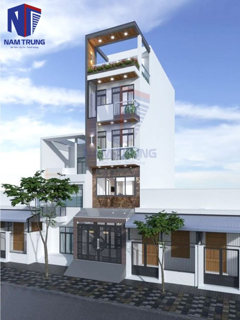 Mẫu thiết kế nhà phố 4 tầng tum sân thượng nhà anh Quân Quận 4