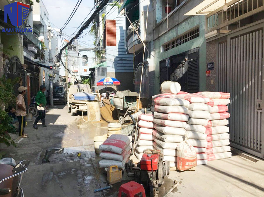 Thi công sửa nhà nâng tầng nhà anh Khoa