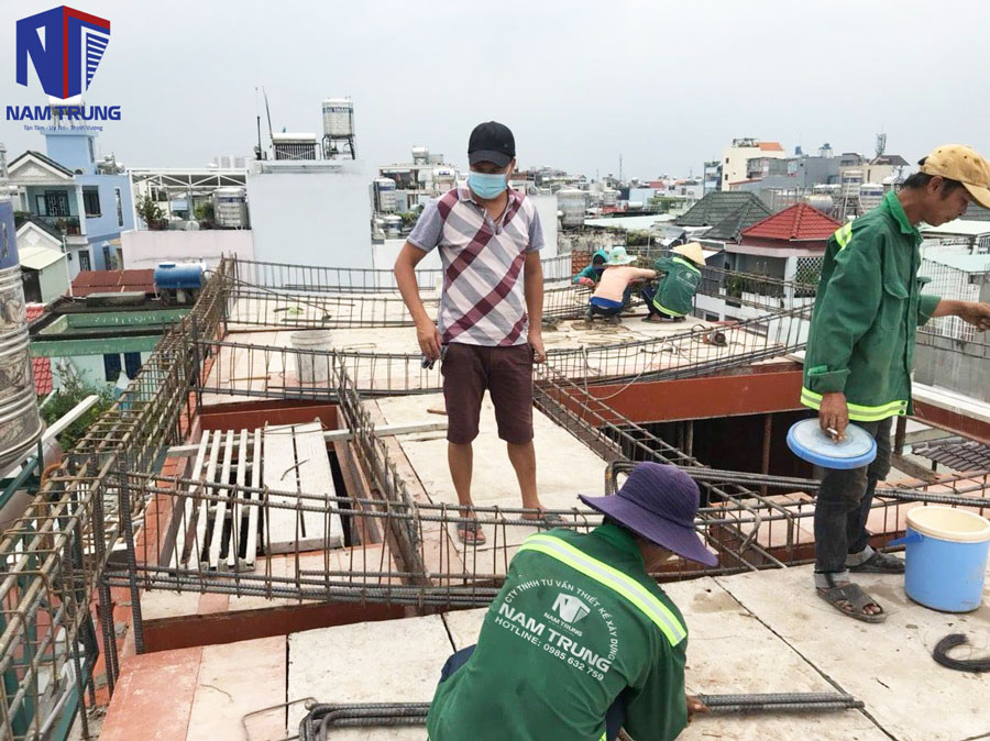 Thi công sửa nhà nâng tầng nhà anh Khoa