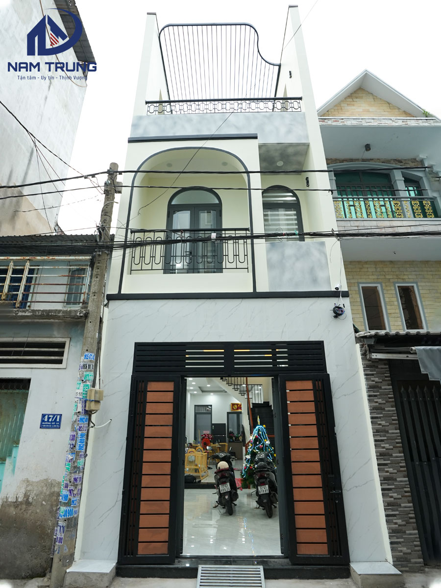 Thi công xây dựng nhà phố 1 trệt 2 lầu 4x15m nhà chị Hằng ở Quận Bình Tân