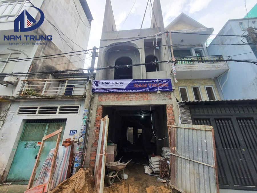 Thi công xây dựng nhà phố 1 trệt 2 lầu 4x15m nhà chị Hằng ở Quận Bình Tân