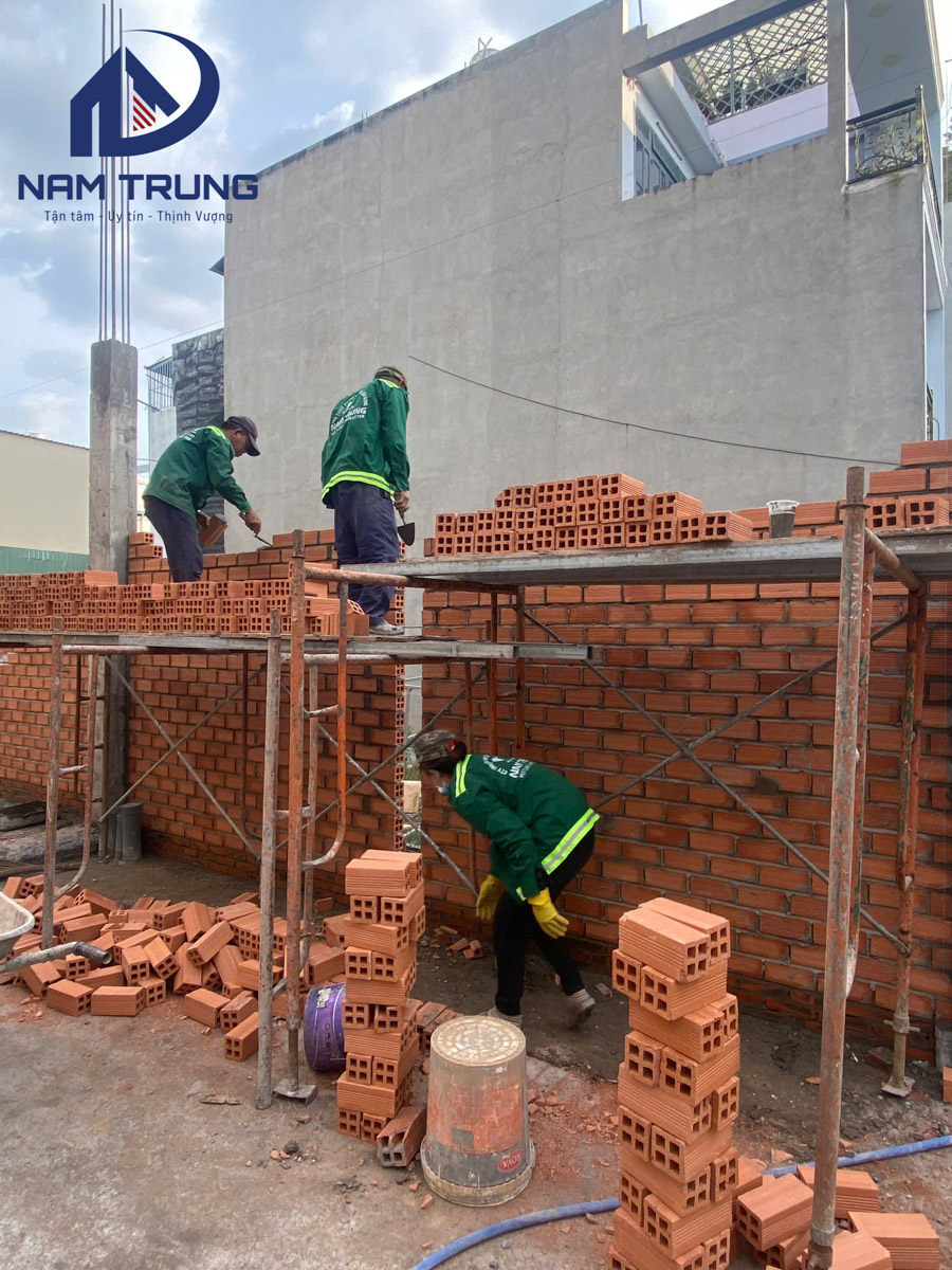 Tiến độ thi công xây dựng nhà phố 1 trệt 2 lầu 4x16m – Nhà chị Thảo tại Quận Bình Tân