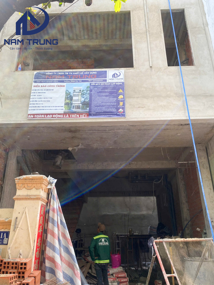 Thi công nhà phố 1 trệt 3 lầu của gia đình anh Quân tại Phường Phú Thọ Hoà