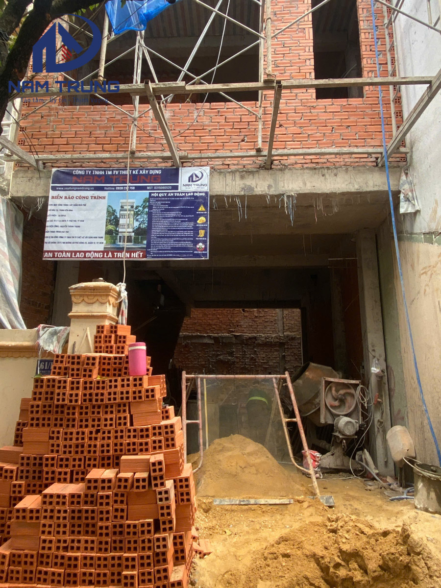 Xây dựng nhà phố 1 trệt 3 lầu nhà anh Quân Phường Phú Thọ Hoà