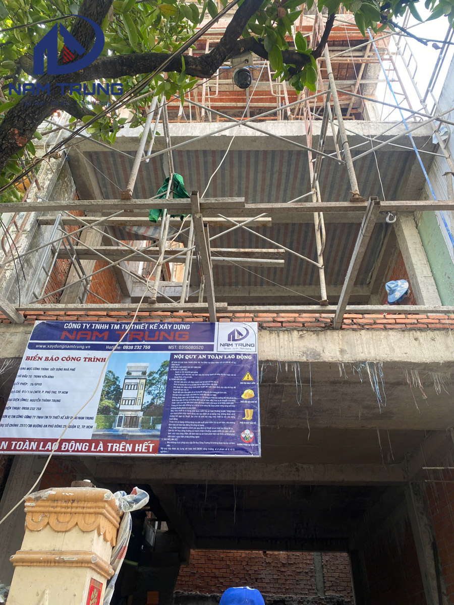 Xây dựng nhà phố 1 trệt 3 lầu nhà anh Quân Phường Phú Thọ Hoà