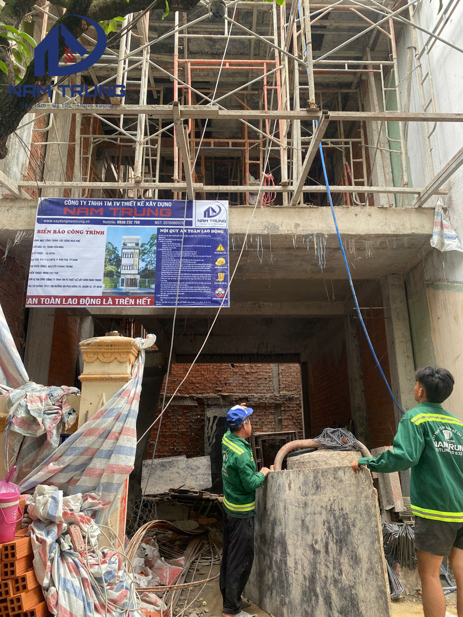 Xây dựng nhà phố 1 trệt 3 lầu nhà anh Quân Phường Phú Thọ Hoà