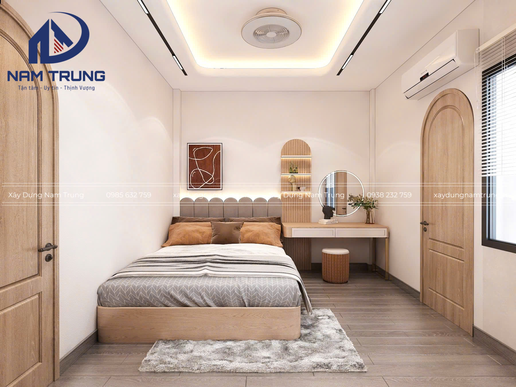 Mẫu thiết kế nhà phố 1 trệt 2 lầu tum sân thượng hiện đại, sang trọng