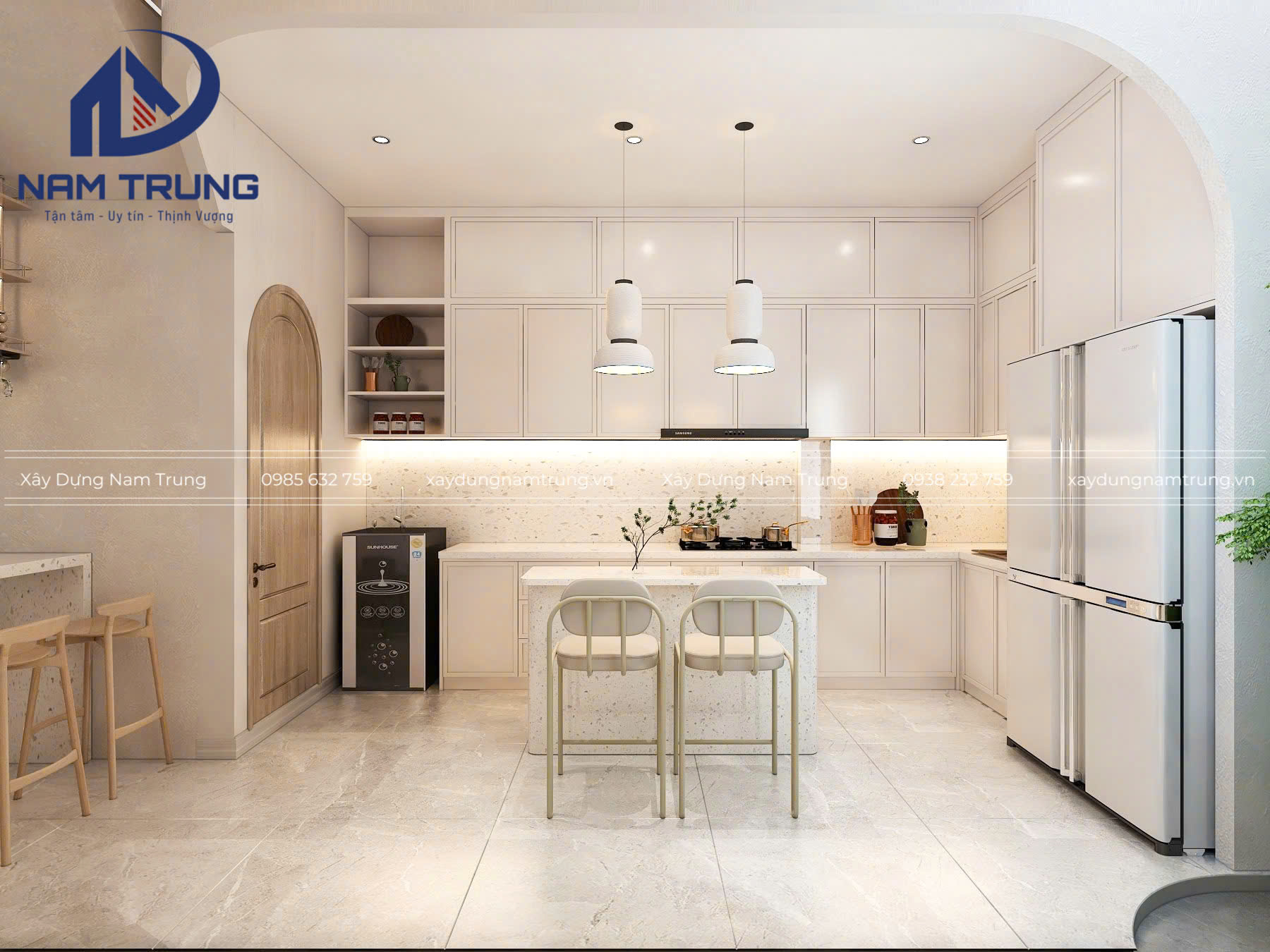 Mẫu thiết kế nhà phố 1 trệt 2 lầu tum sân thượng hiện đại, sang trọng