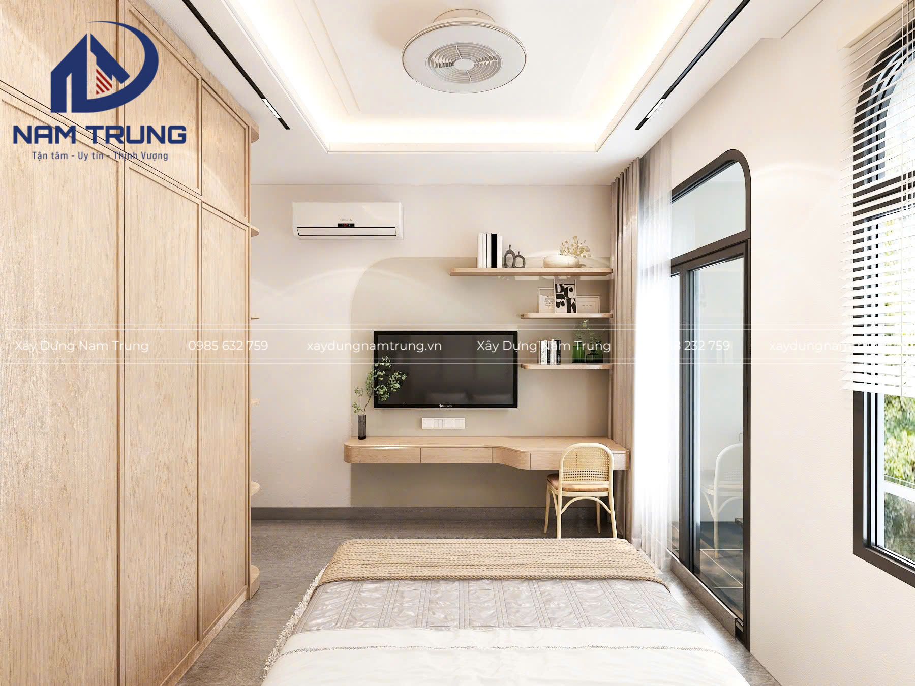 Mẫu thiết kế nhà phố 1 trệt 2 lầu tum sân thượng hiện đại, sang trọng