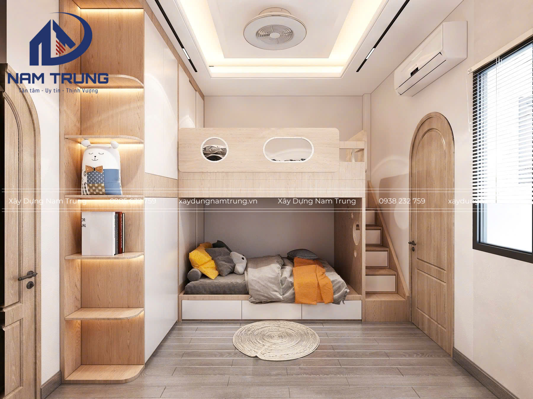 Mẫu thiết kế nhà phố 1 trệt 2 lầu tum sân thượng hiện đại, sang trọng