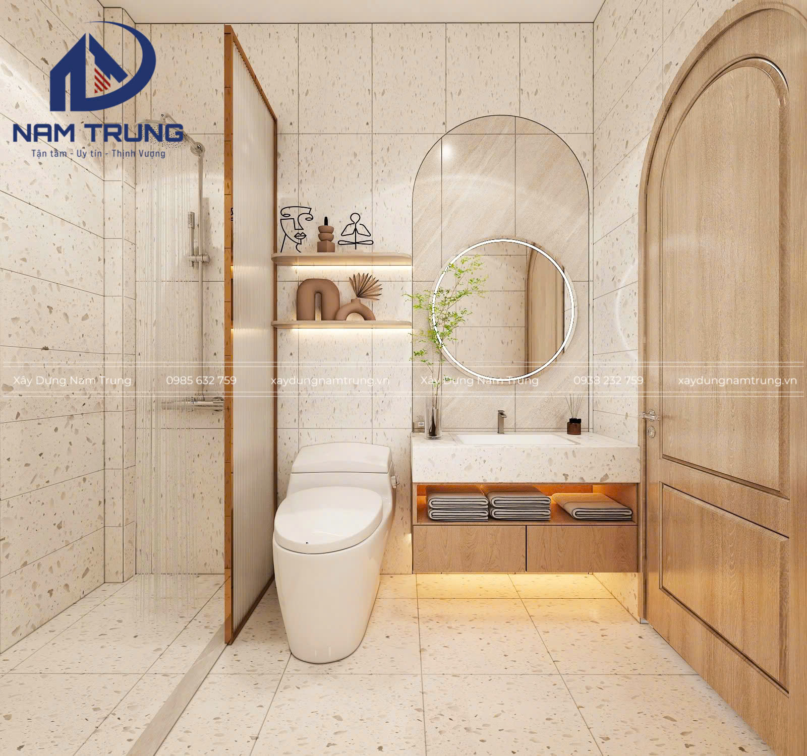 Mẫu thiết kế nhà phố 1 trệt 2 lầu tum sân thượng hiện đại, sang trọng