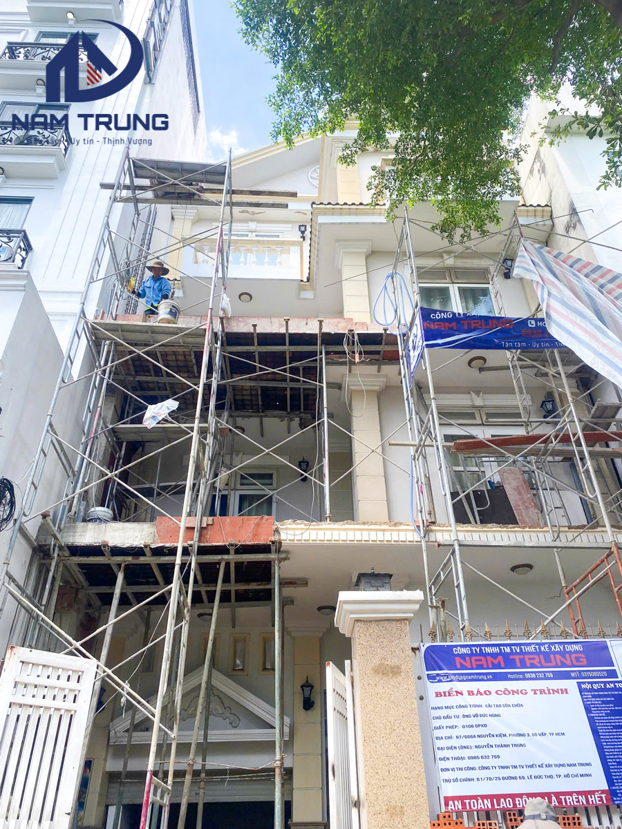 Thi công cải tạo nâng tầng và thay đổi mặt tiền nhà cho gia đình anh Hùng tại Gò Vấp