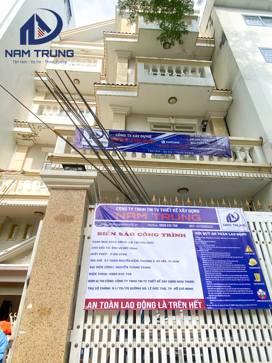 Thi công cải tạo nâng tầng và thay đổi mặt tiền nhà cho gia đình anh Hùng tại Gò Vấp