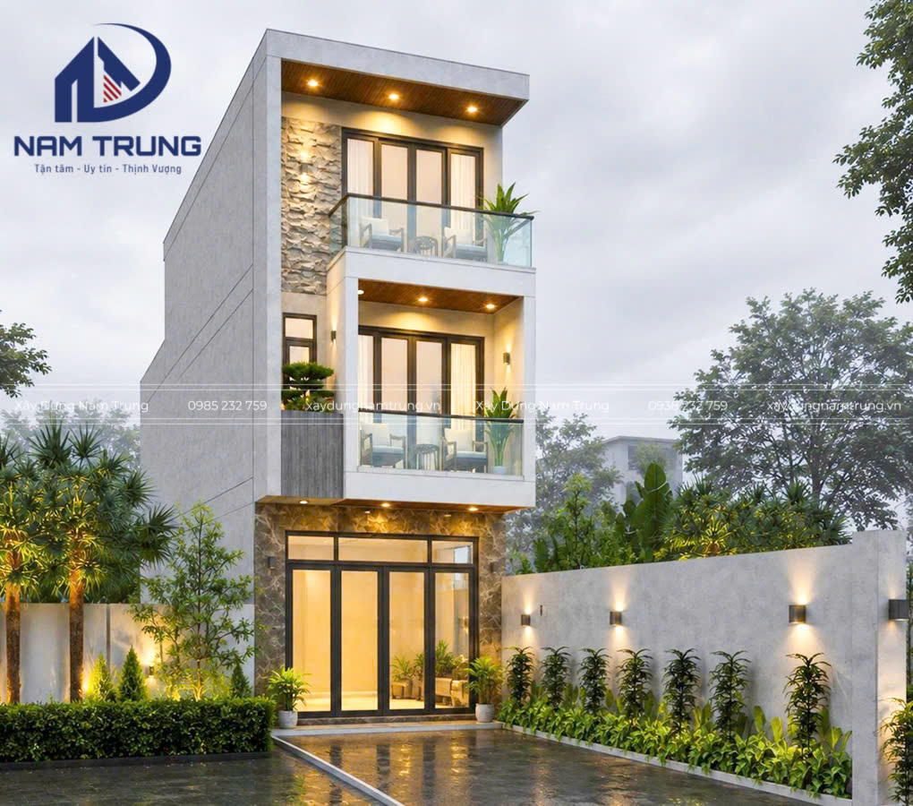 Mẫu thiết kế nhà phố 3 tầng hiện đại nhà chị Kim Liên ở Bình Dương