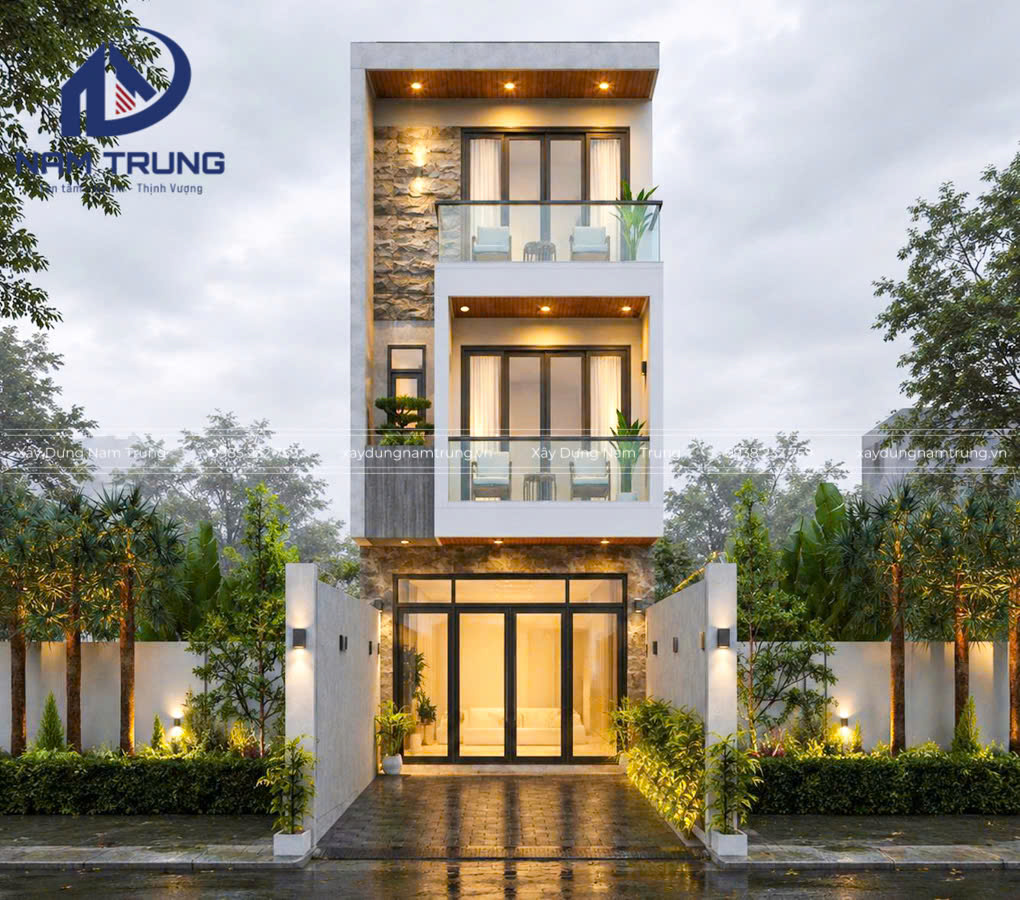 Mẫu thiết kế nhà phố 3 tầng hiện đại nhà chị Kim Liên ở Bình Dương