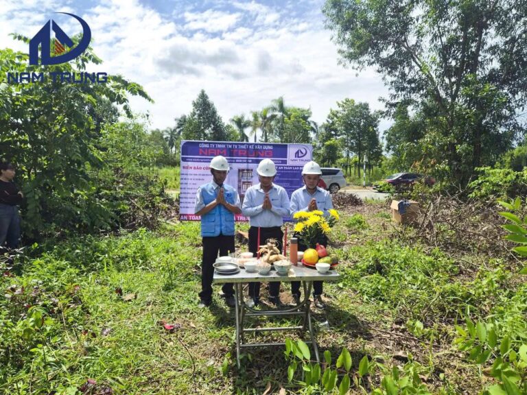 Khởi công xây dựng nhà phố 1 trệt 2 lầu nhà chị Liên ở Bắc Tân Uyên