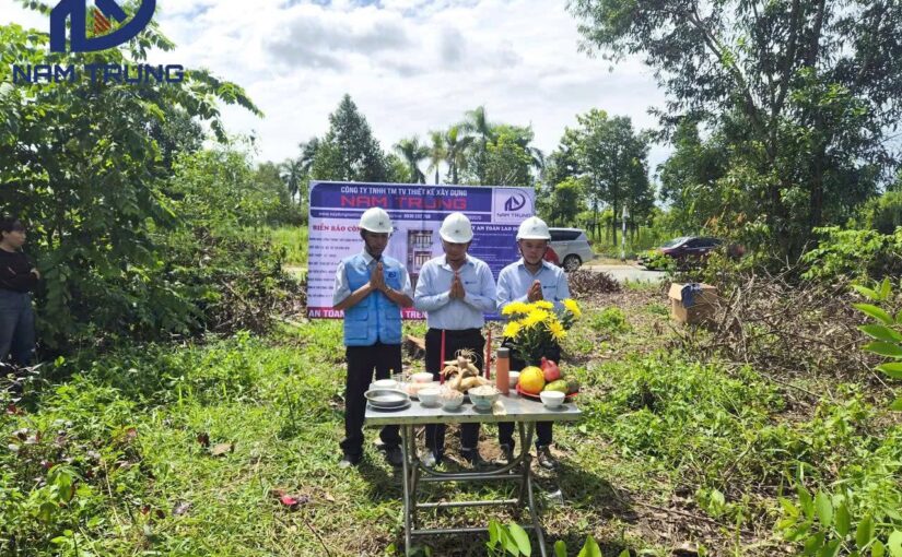 Khởi công xây dựng nhà phố 1 trệt 2 lầu nhà chị Liên ở Bắc Tân Uyên