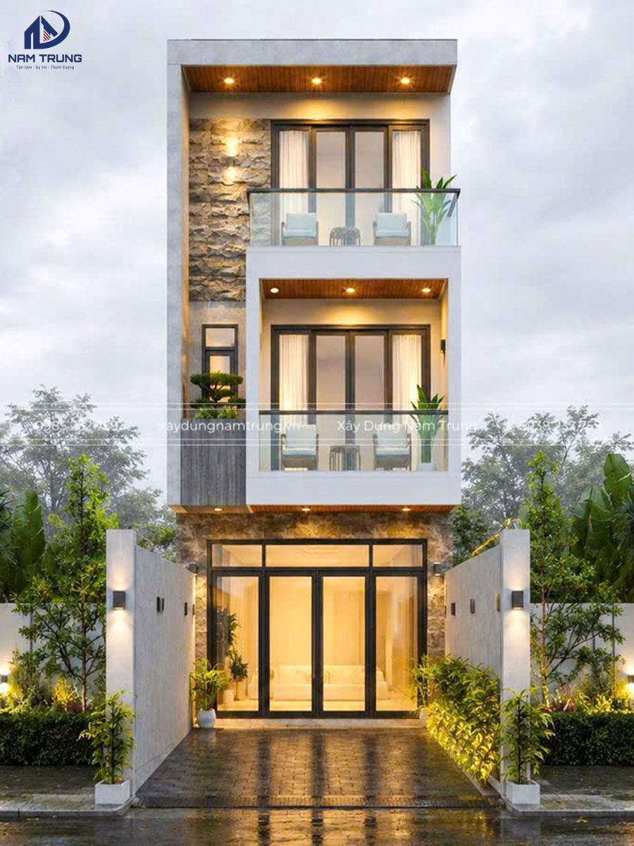 Mẫu thiết kế nhà phố 1 trệt 2 lầu nhà chị Liên ở Bắc Tân Uyên